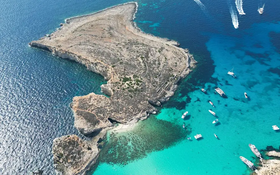 The Blue Lagoon and Cominotto seen from the air